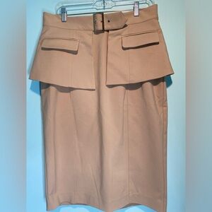 New York & Company Tan Utility Belted Cargo Skirt Pencil Size 12 Two Stretch